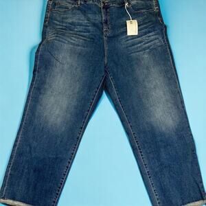 NWT Soft Surroundings Womens Jeans Ultimate High Rise Frayed Hem Crop Size 24W